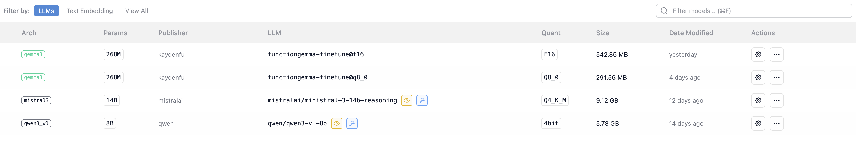 FunctionGemma showing in the LM Studio model directory
