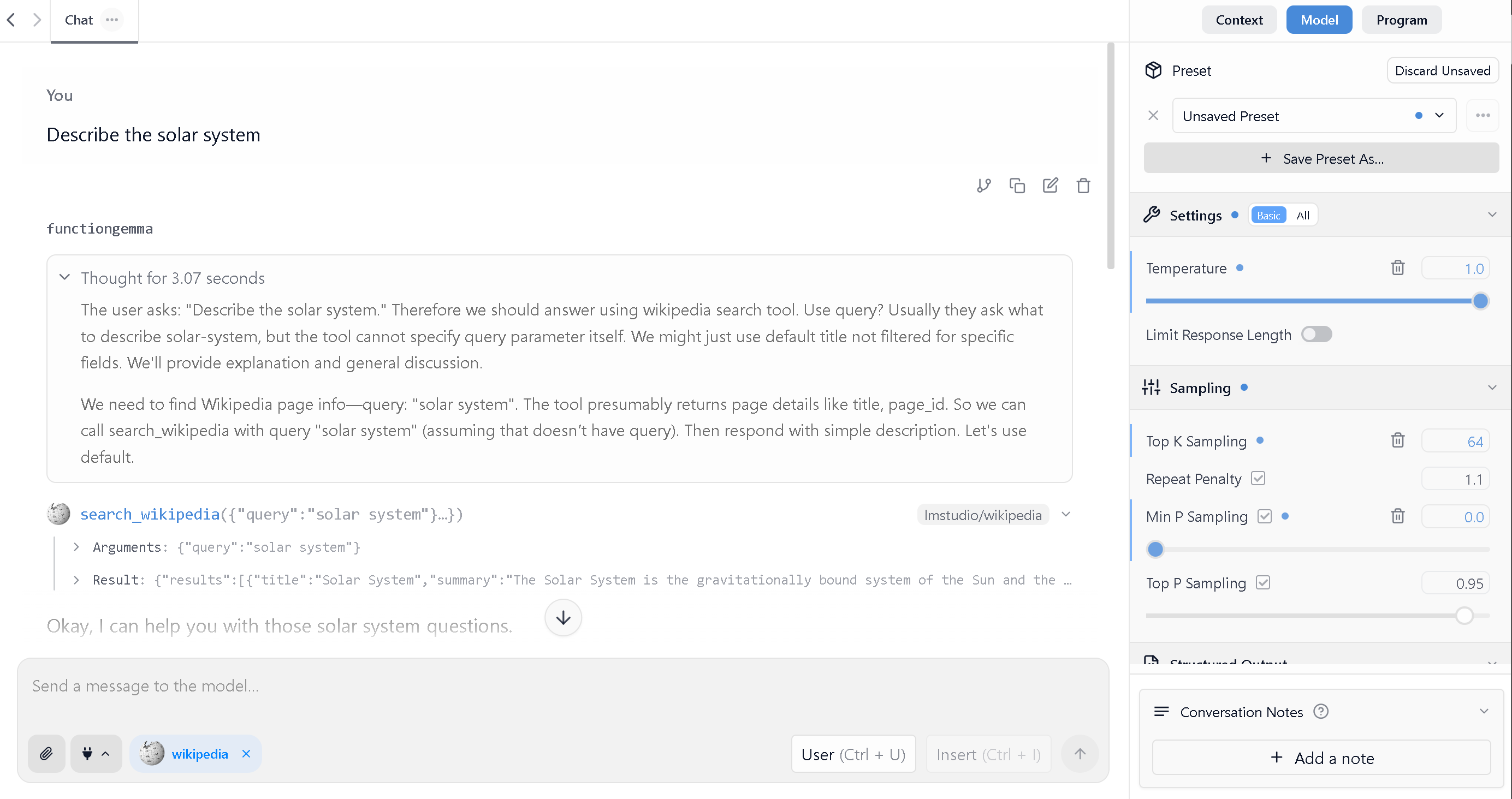 After fine-tuning, FunctionGemma successfully chooses to execute a tool call